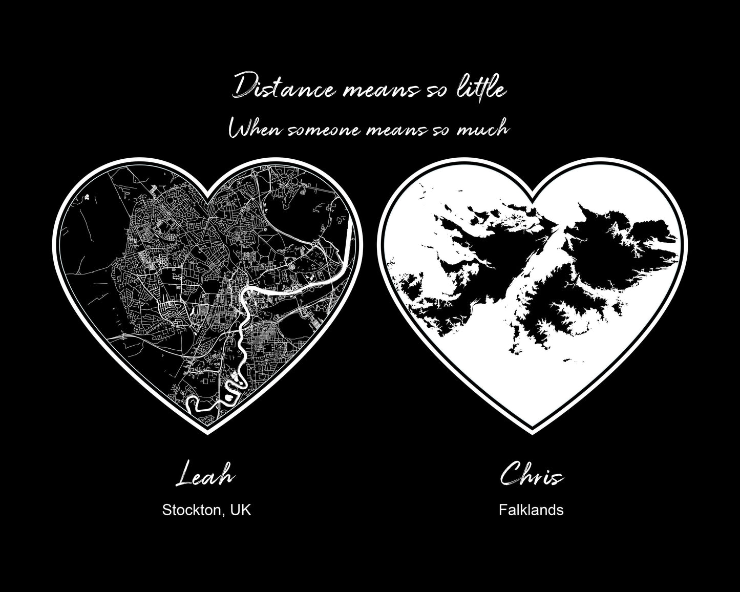 Custom Long distance Heart Shape City Map, Relationship Gift for Boyfriend, Girlfriend, Bestie