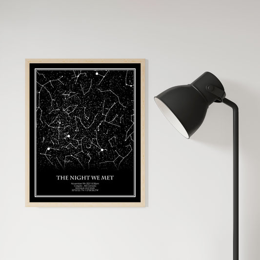 Custom Digital Star Map Coordinates Night Sky by Date, Gold Foil Option